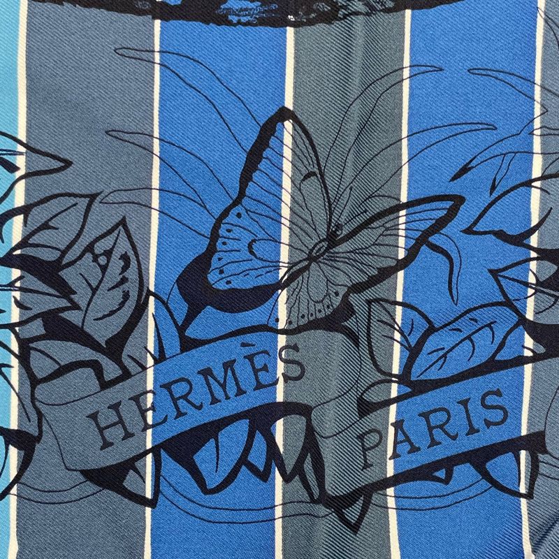 Hermes Scarf Carre 90 DIP DYE Jungle LOVE 100% Blue Silk