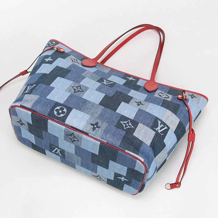 Louis Vuitton Neverfull MM Monogram Denim M44981 Tote Bag Denim Leather Women