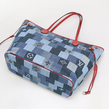 Louis Vuitton Neverfull MM Monogram Denim M44981 Tote Bag Denim Leather Women