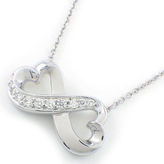 Tiffany & Co. Necklace Double Loving Heart Diamond 18K White Gold