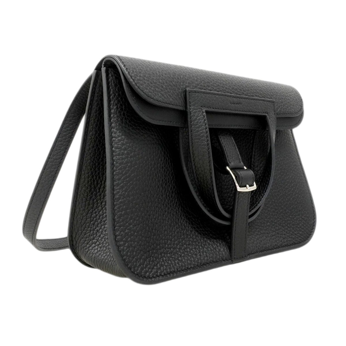 Hermes Handbag Halzan 25 Taurillon Clemence Black Silver — view 2