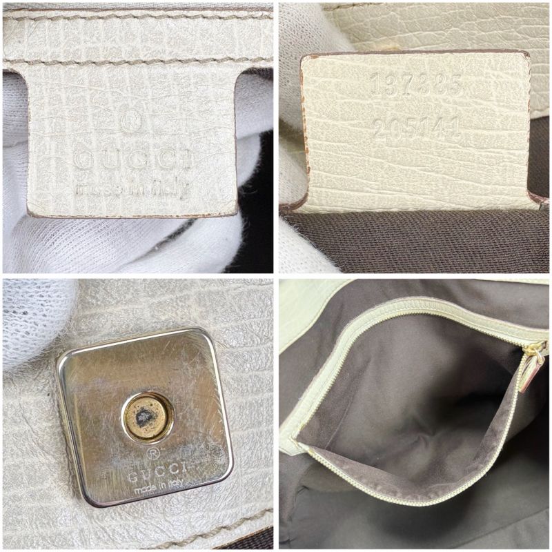 Gucci Hustler Bit Tote Bag GG Canvas Leather Brown White Horsebit Hardware