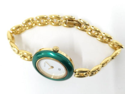 Gucci Ladies Watch Change Bezel Quartz SS GP White Dial