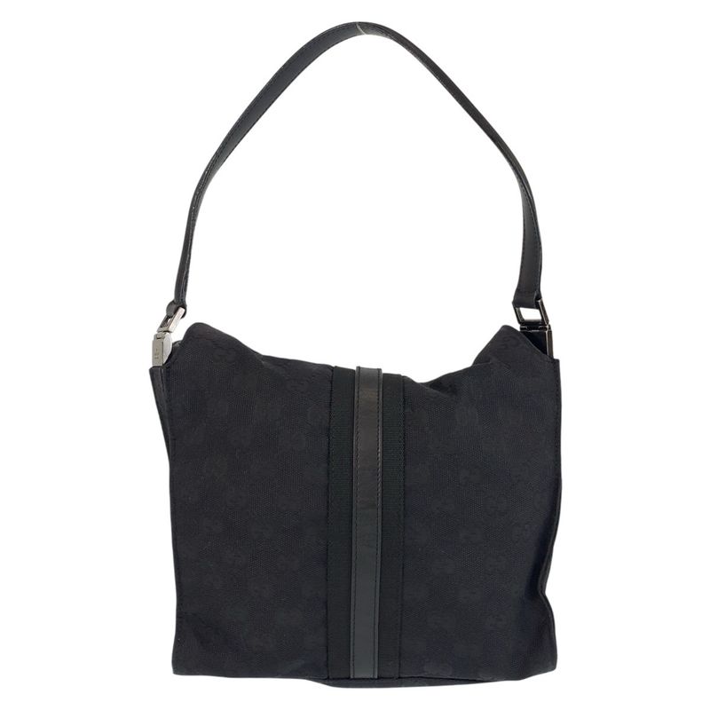 Gucci Jackie Black GG Canvas/leather 001 3734 Shoulder Bag Women 504838