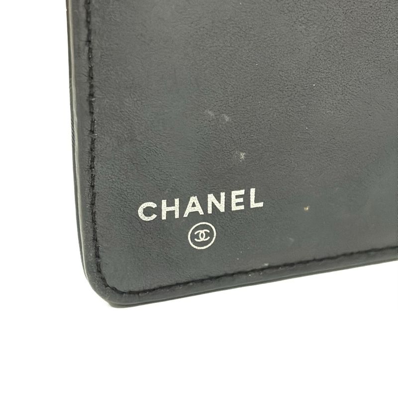 Chanel Long Wallet - Black Checked / Coco Mark Leather