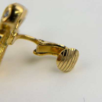 Dior Earrings Gold CD Logo Ribbon Vintage — view 11