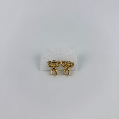 Dior Earrings Gold CD Logo Ribbon Vintage — view 2