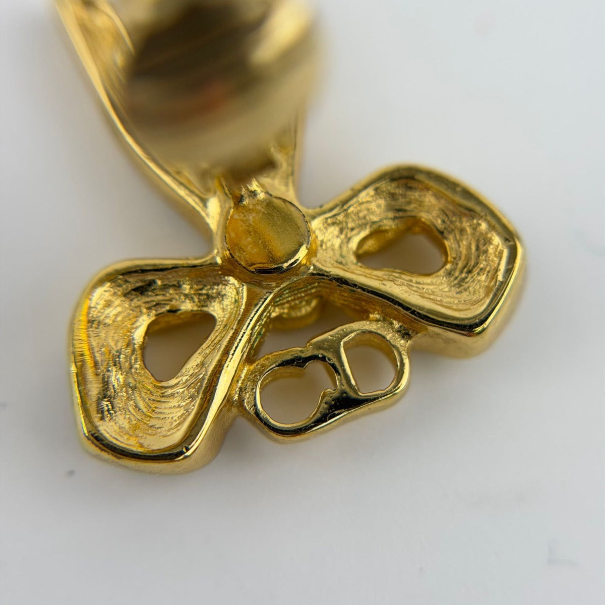 Dior Earrings Gold CD Logo Ribbon Vintage — view 8