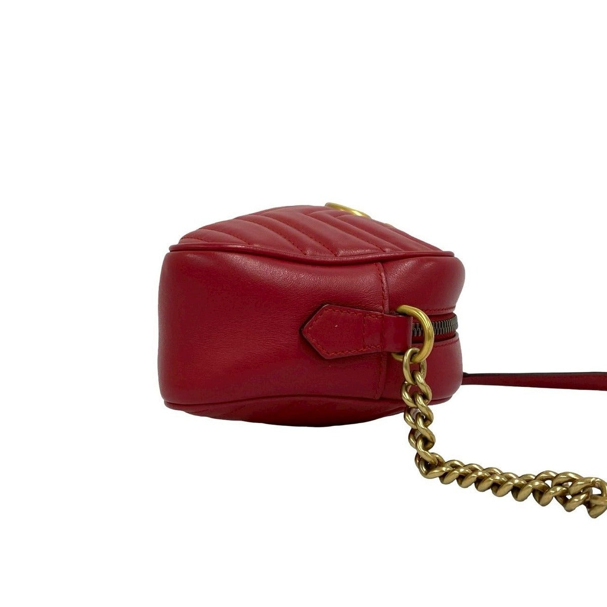 Gucci GG Marmont Logo Quilted Leather Shoulder Bag Pochette Red — view 6