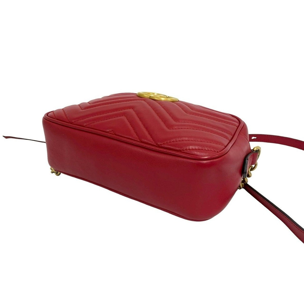 Gucci GG Marmont Logo Quilted Leather Shoulder Bag Pochette Red — view 8