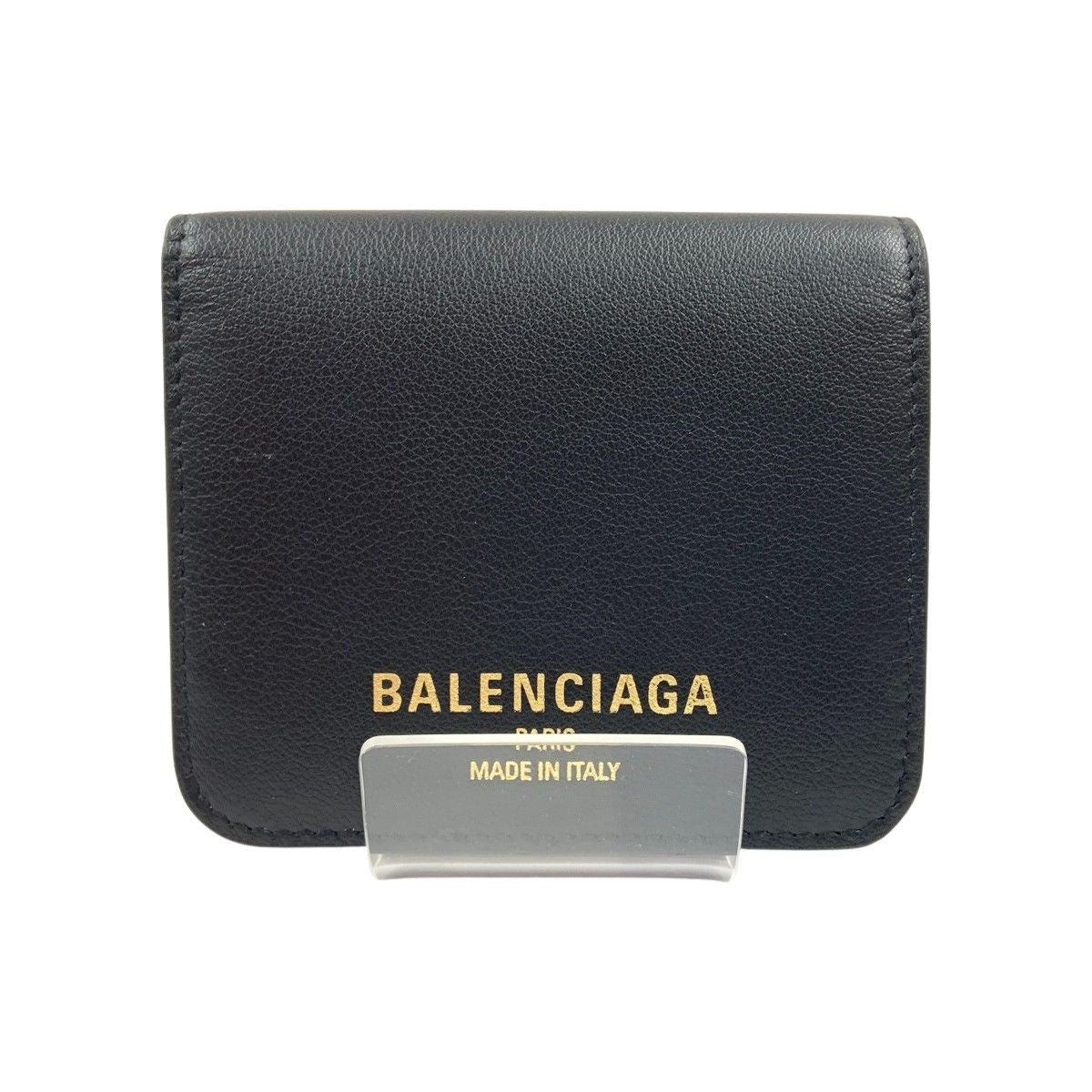 Balenciaga Cash 2.0 Coin & Card Holder Bifold Wallet with Flap Black