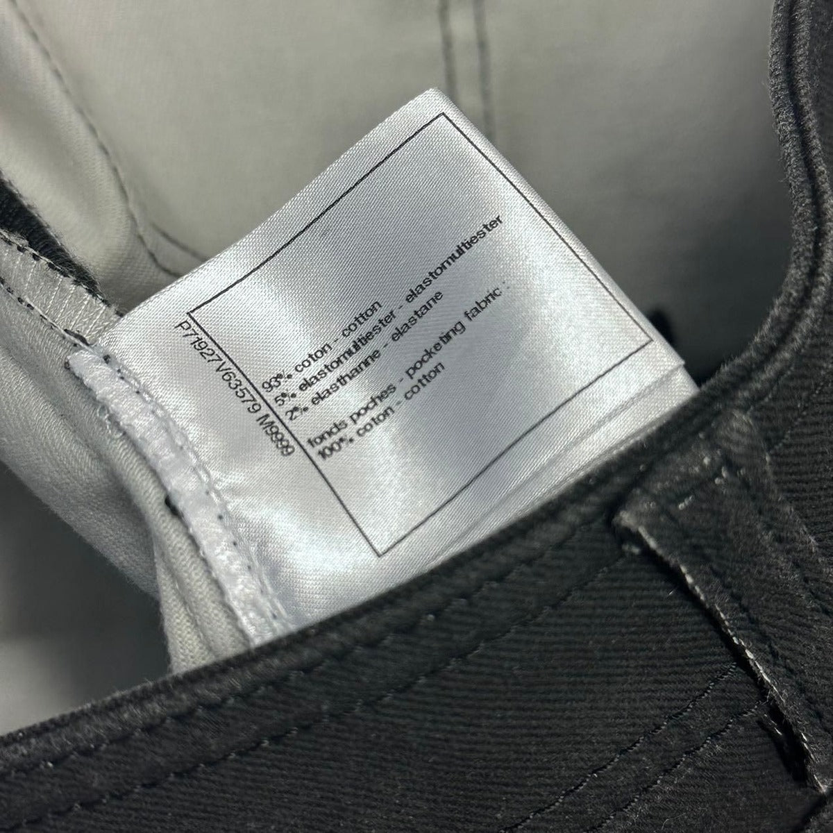 Chanel Pants Denim CC Logo Coco Button Chain Black White — view 12