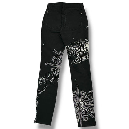 Chanel Pants Denim CC Logo Coco Button Chain Black White — view 2