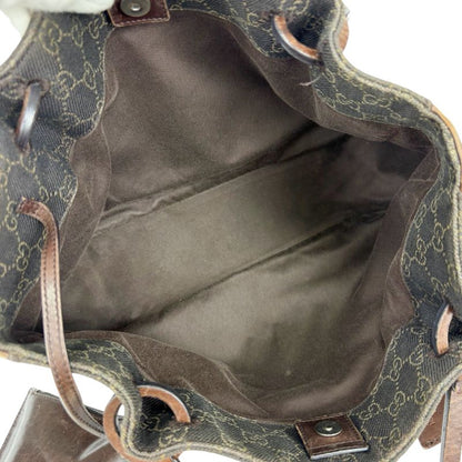 Gucci GG Canvas Leather Mini Tote Handbag With Pouch Brown