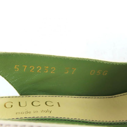Gucci 572232 Half Moon GG Back Strap Square Toe Leather Pumps Ivory 37 Storage