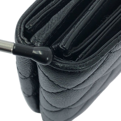 Chanel - Matelasse Coco Mark Caviar Skin Compact Wallet - Black - Women's