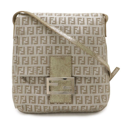 Fendi Zucchino Pattern Shoulder Bag Pochette Crossbody Canvas Leather