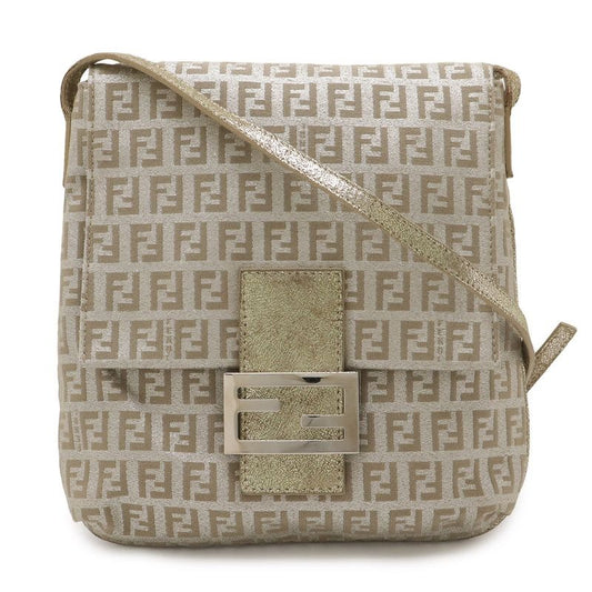 Fendi Zucchino Pattern Shoulder Bag Pochette Crossbody Canvas Leather