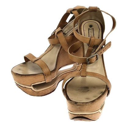 Celine - Wedge Sole Ankle Strap Sandals - Beige - Women's