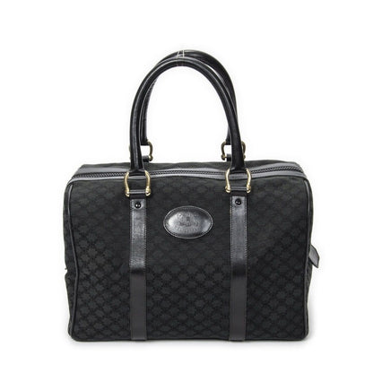 Celine Vintage Boston Black Macadam Canvas Shoulder Bag