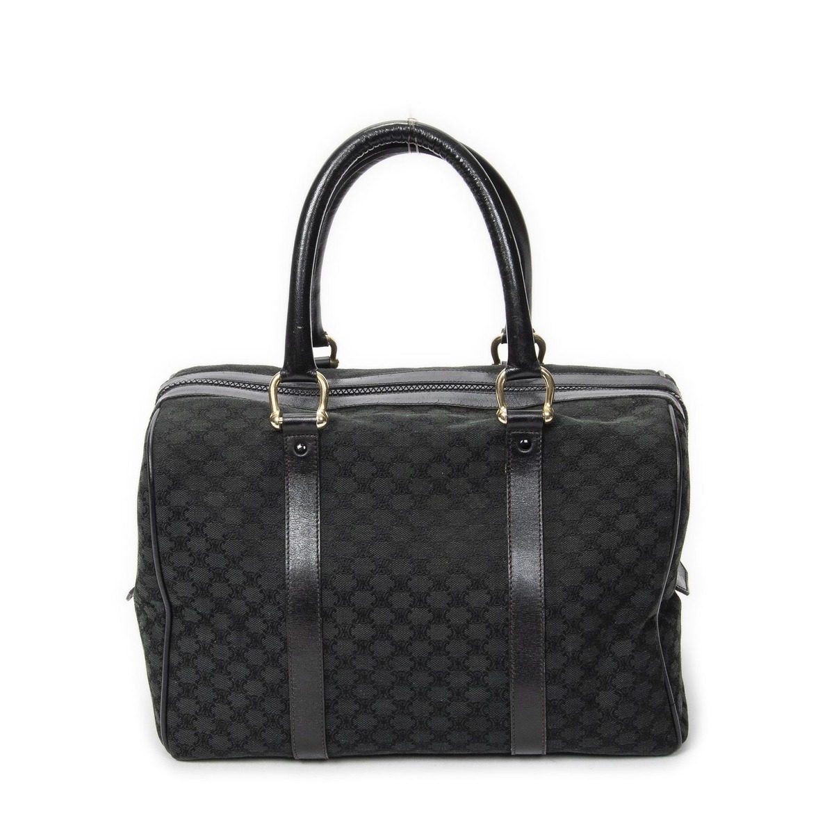 Celine Vintage Boston Black Macadam Canvas Shoulder Bag — view 5