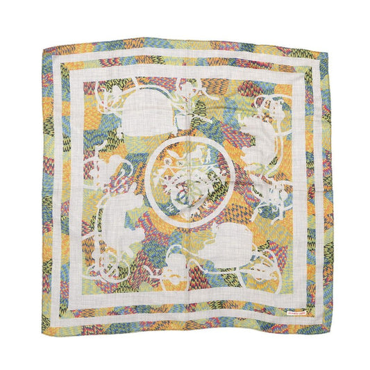 Hermes Carre 90 Kyoto Marble Ex Libris Cashmere Scarf Glycine Multicolor