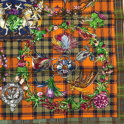 Hermes Carre 90 Silk Scarf Fleurs D'ecosse Scottish Flowers Multicolor