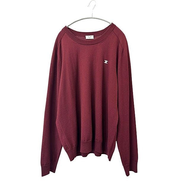 Celine Logo Embroidery Wool Triomphe Crew Neck Sweater XXL