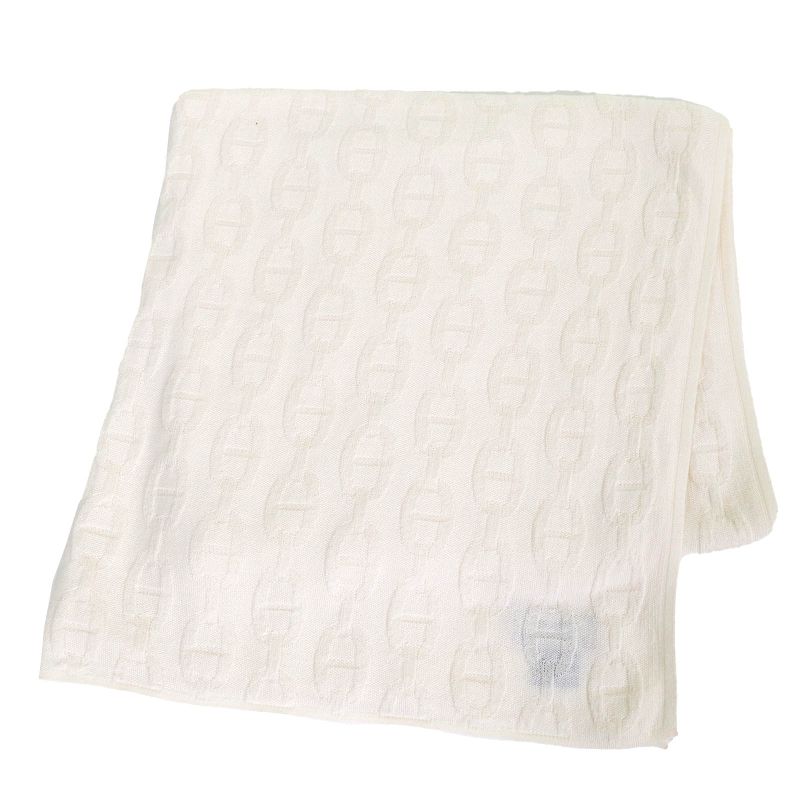 Hermes Cotton Cashmere Chaine D'ancre Pattern Large Shawl Scarf Off White Made