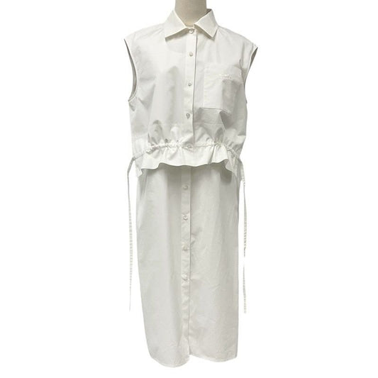 Hermes Dress Cotton White Embroidery Shirt Sleeveless