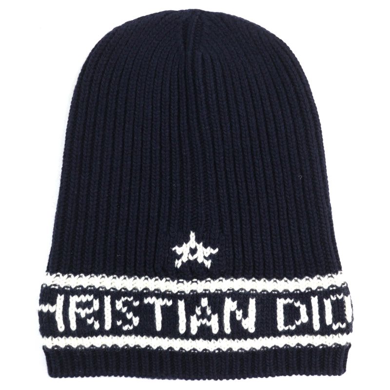 Christian DIOR 31noe714ixgh Wool Cashmere Star Logo Knit Hat Knit Cap Navy