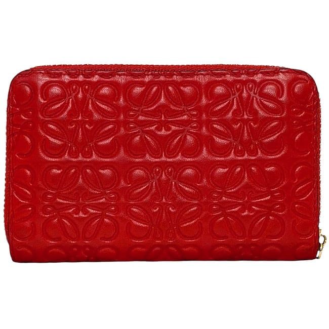 Loewe Coin Case Red Repeat Anagram Coin Purse Excellent Condition Leather