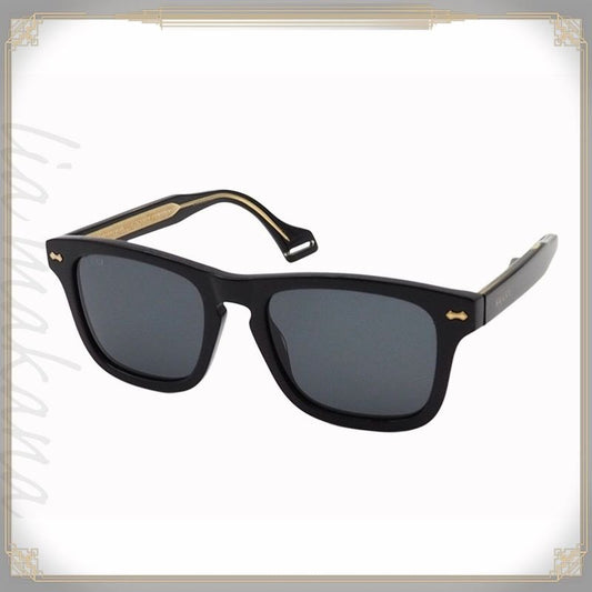 Gucci Eyewear Sunglasses Square Shape Black Gold Acetate Frame