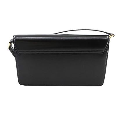 Celine Triomphe Trapeze 2way Shoulder Clutch Bag Leather Black Gold Hardware