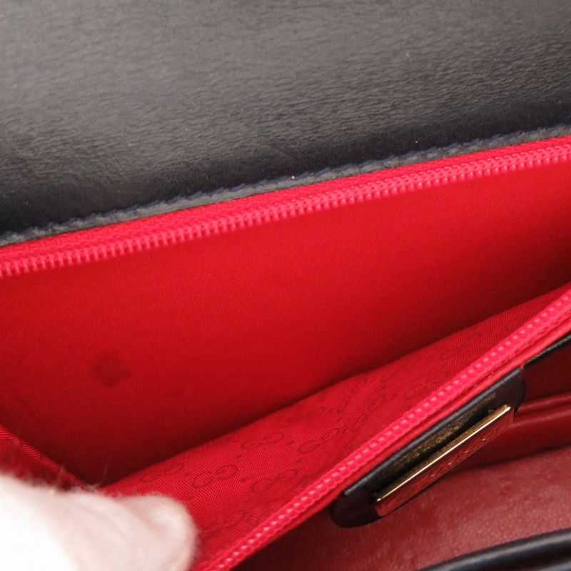 Gucci Bamboo Leather Navy 000 46 0188 2WAY Handbag Bag Navy Blue 0043 Gucci