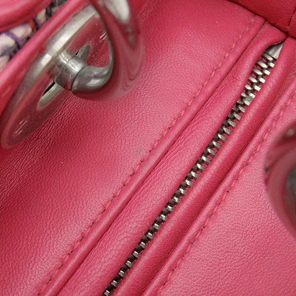 Christian Dior 2way Bag Lady Dior Medium Bag Tweed Pinkish Silver Hardware