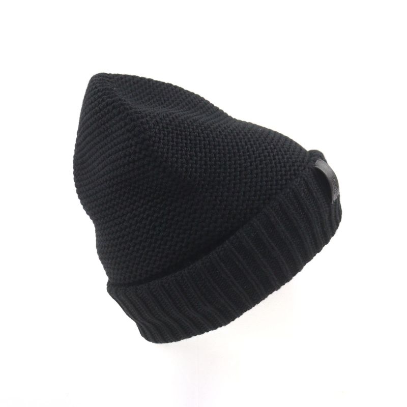 Hermes 100% Cashmere Sheepskin Leather Knit Hat With Logo Tag Beanie Knit Cap