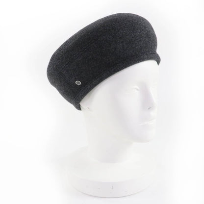 Hermes Santo Honore Wool Cashmere Silver Hardware Serie Beret Gray 56