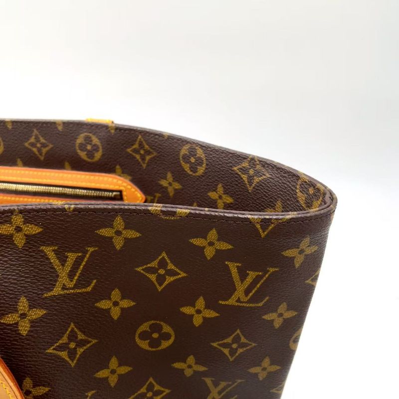 Louis Vuitton Sac Shopping Monogram Leather X PVC Brown Tote Bag Gold M51108