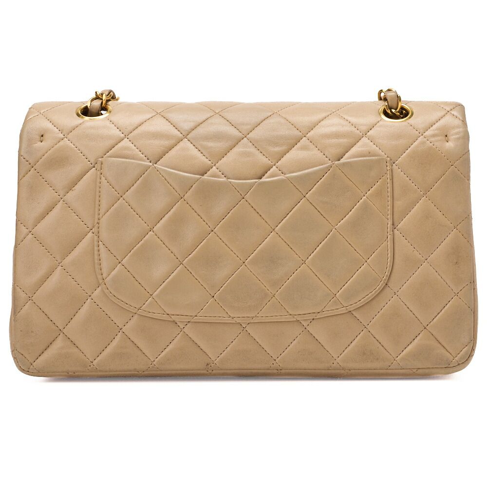 Chanel Chain Shoulder Bag Matelasse 25cm (984in) Double Flap Lambskin Beige