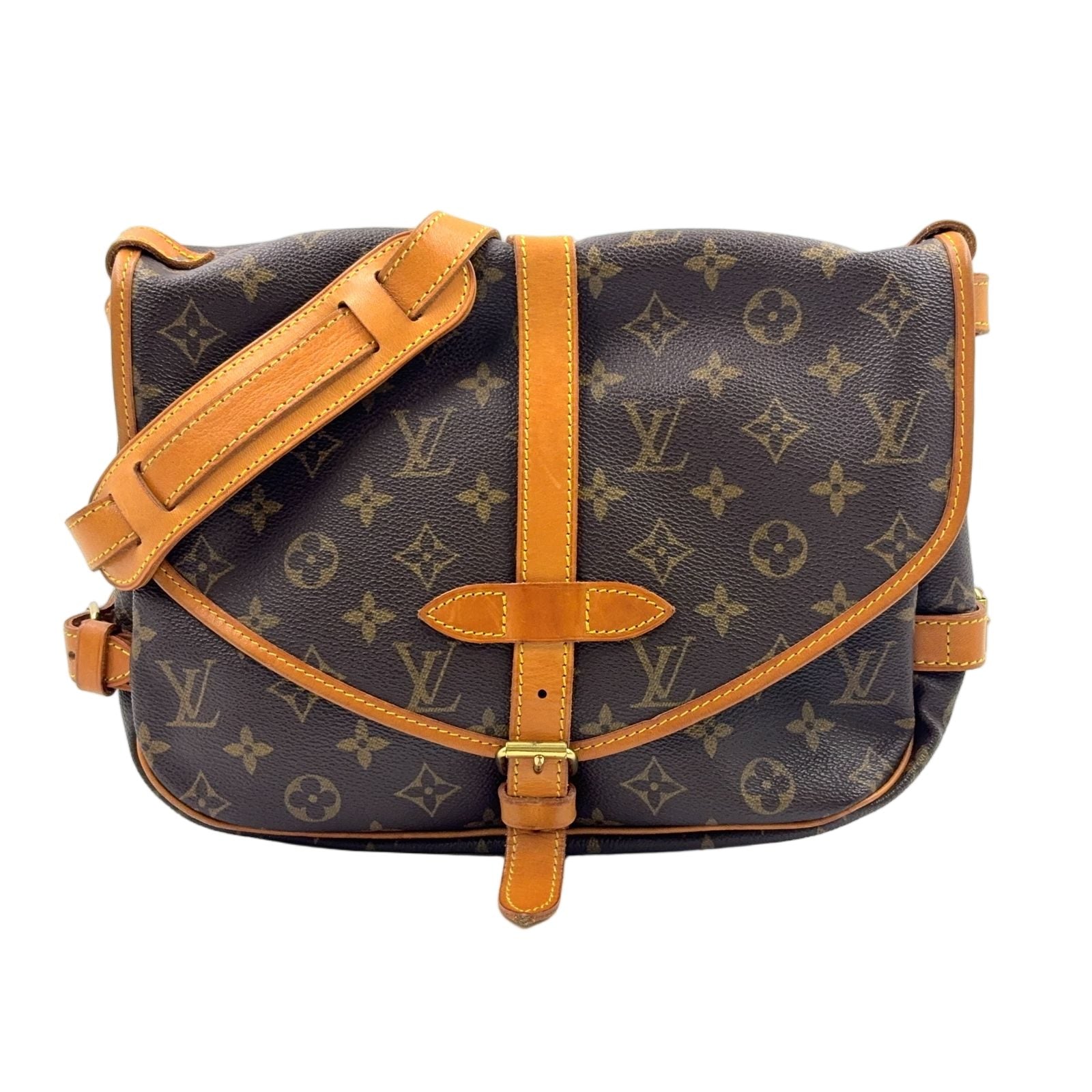 Louis Vuitton Saumur 30 Monogram Leather Brown Shoulder Bag Gold