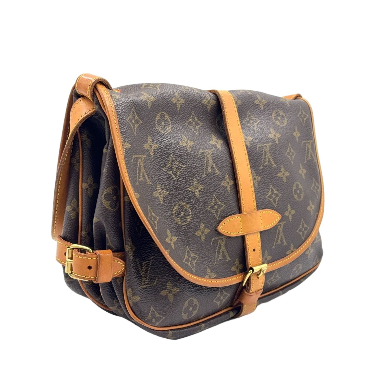 Louis Vuitton Saumur 30 Monogram Leather Brown Shoulder Bag Gold — view 2