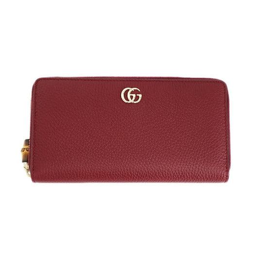 Gucci Bamboo Zip Wallet Gold Leather GG Logo