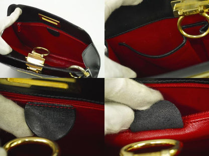 Authentic Celine Leather Handbag Black Bag Pre-owned [follow-up Discount