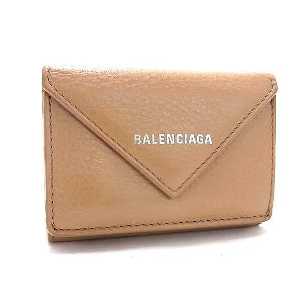 Balenciaga Wallet Paper Mini Beige Leather Trifold