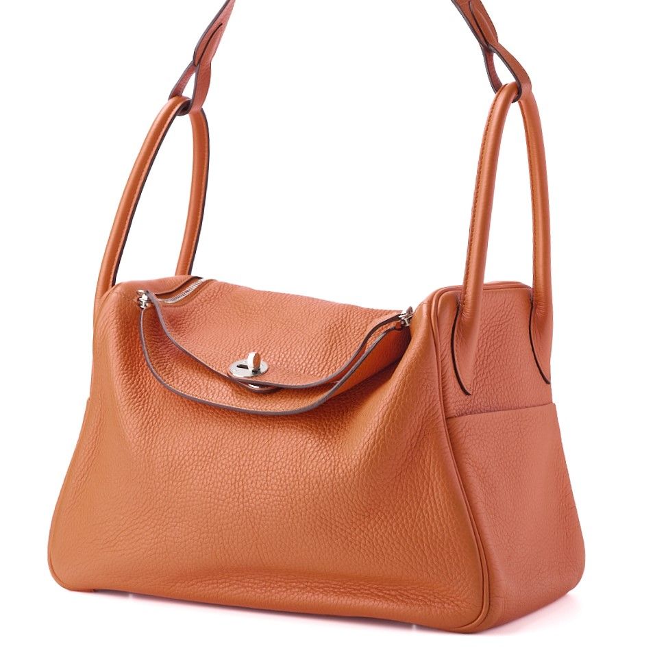 Hermes Lindy 34 Shoulder Bag Taurillon Clemence Orange Poppy Orange Poppy