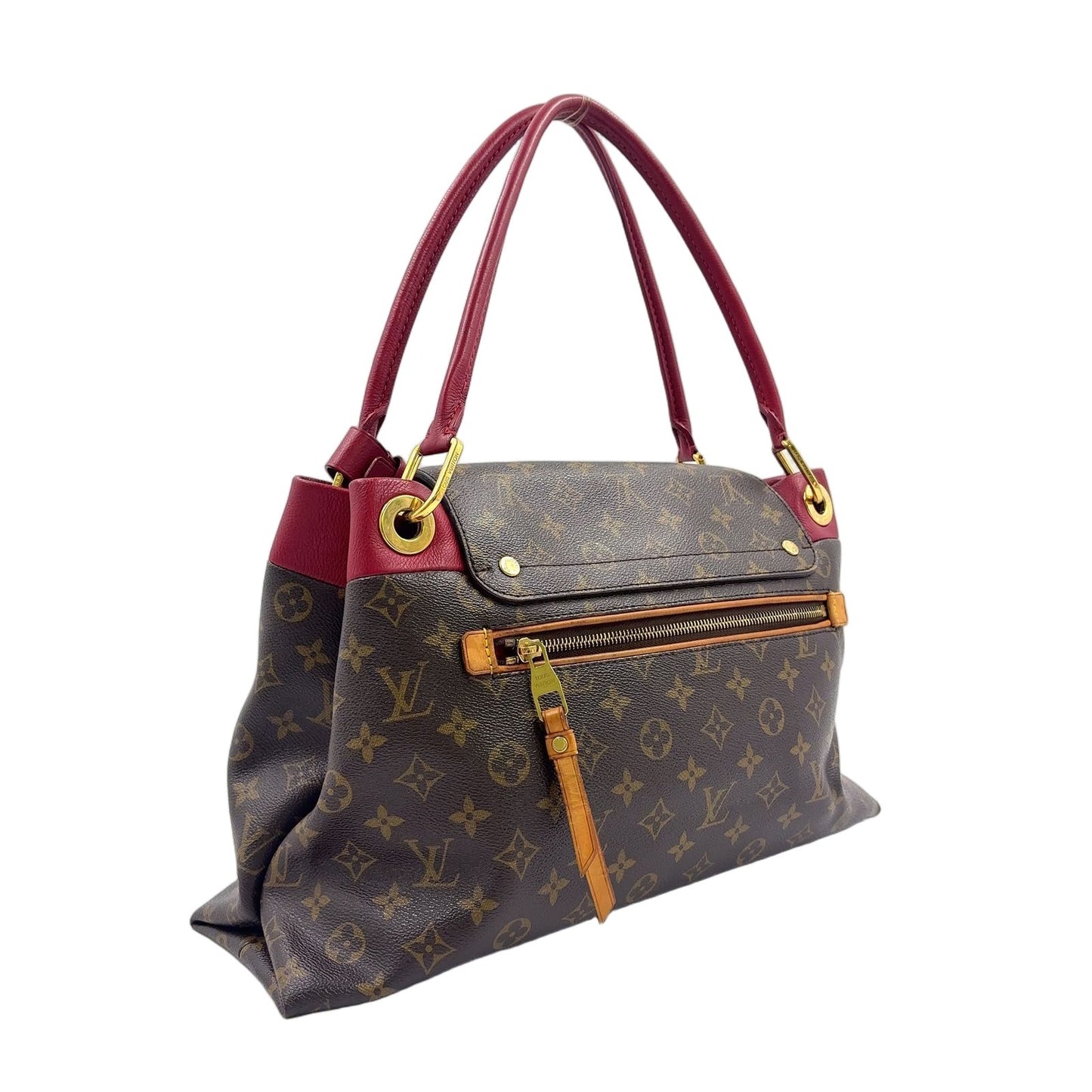 Louis Vuitton Olympe Monogram Leather Canvas Brown Red Handbag Gold — view 2