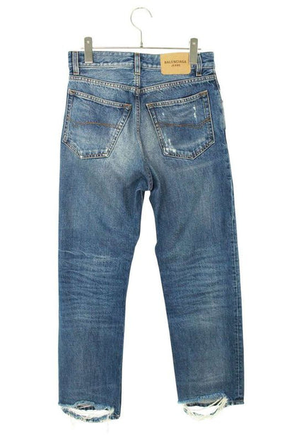 Balenciaga 697885 Tbp48 Slim Fit Damaged Denim Pants Men's 25