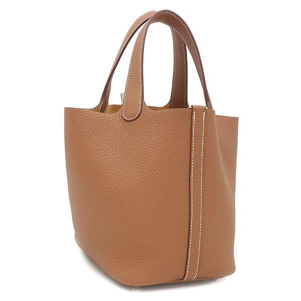 Hermes Handbag Picotin Lock PM Taurillon Clemence Gold Silver Hardware Never