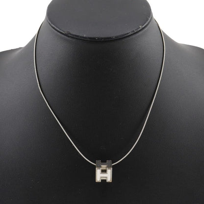 Hermes Caged Ash H Cube Metal Silver Ladies 8.2g Necklace